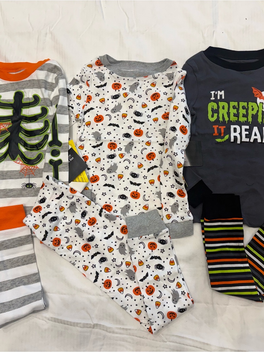 New boys Sz 5 Celebrate It White Gray Orange Halloween Pajama Set bundle